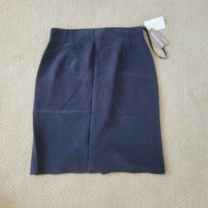 NWT Jones New York Womens 100% Silk Dark Grey Skirt Zipper Close Size 14